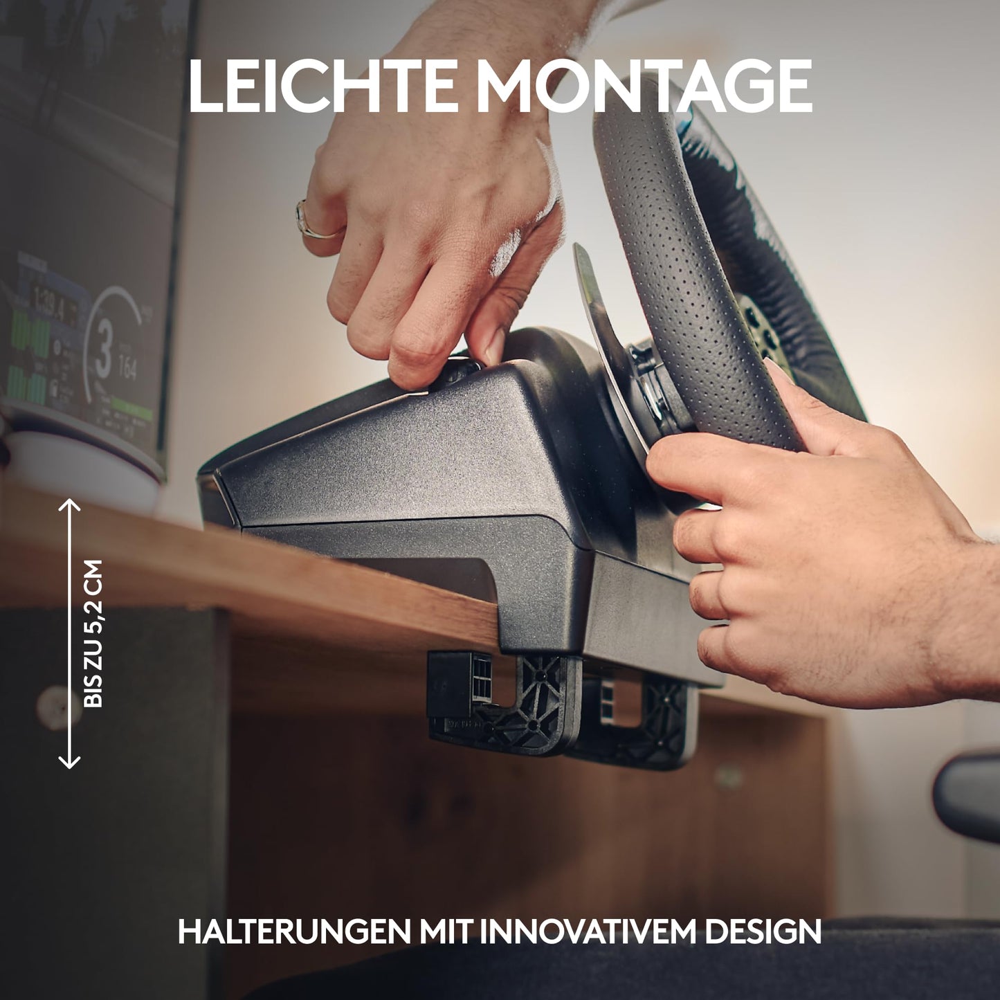 👉 Gaming-Rennlenkrad mit Force-Feedback – Zweimotorig, 900° Lenkbereich, Lederlenkrad, verstellbare Edelstahl-Bodenpedale, kompatibel mit Konsole & PC, Schwarz