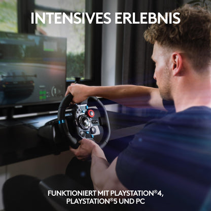 👉 Gaming-Rennlenkrad mit Force-Feedback – Zweimotorig, 900° Lenkbereich, Lederlenkrad, verstellbare Edelstahl-Bodenpedale, kompatibel mit Konsole & PC, Schwarz